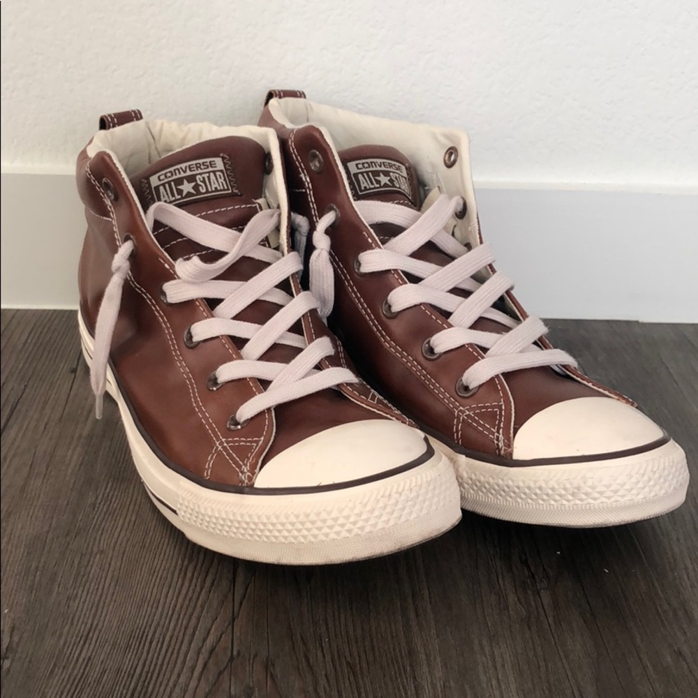 Converse Men’s Brown Leather High Tops